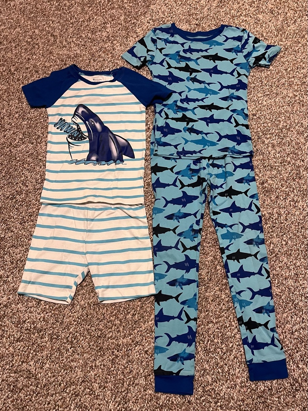 2-Piece Boys Shark Pajama Set - Blue